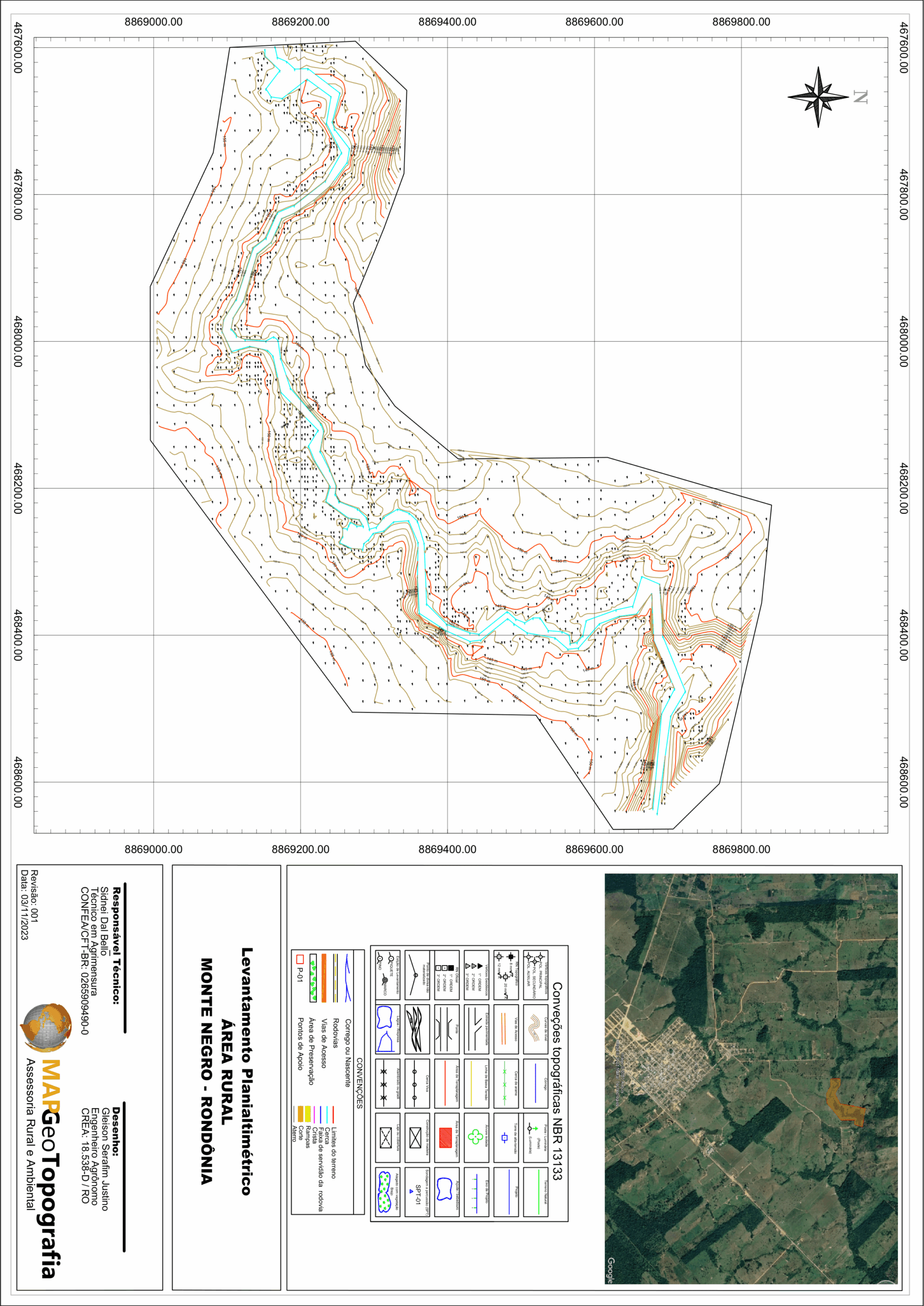 Planta com informações topográficas e territoriais