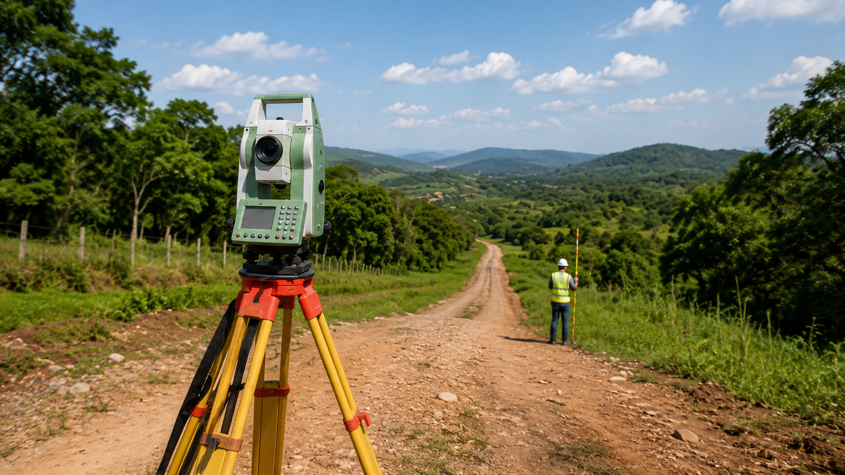 Topografia e Agrimensura em atividade técnica de campo